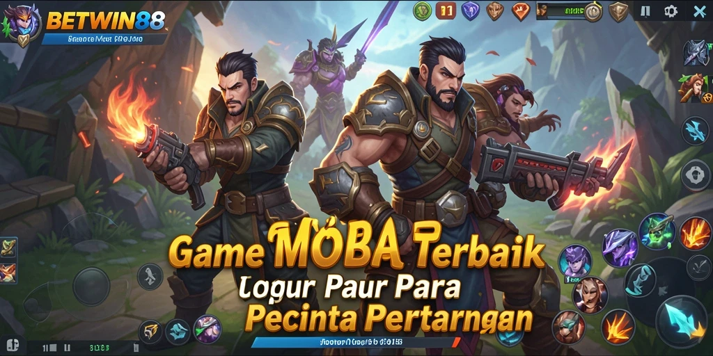 Tangkapan layar menampilkan pertarungan epik dalam game MOBA BETWIN88.
