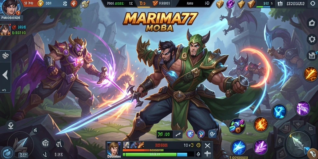 Screenshot gameplay MARIMA77 dengan pertarungan seru antar tim.