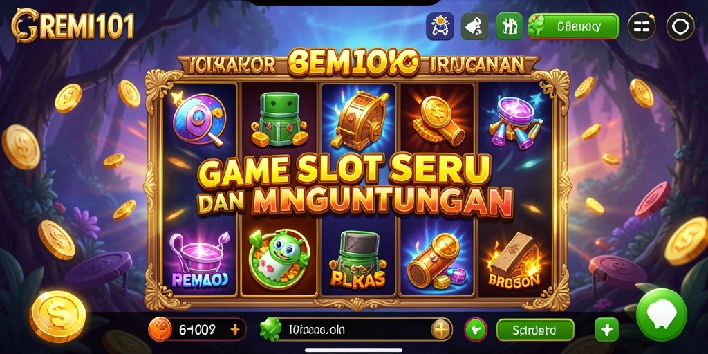 Screenshot gameplay REMI101 menunjukkan momen menegangkan saat berputar slot.