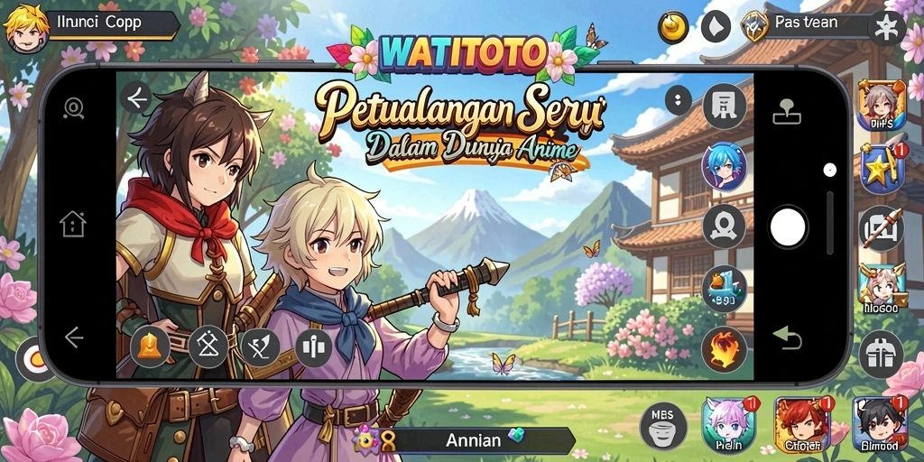 Screenshot gameplay WATITOTO menunjukkan aksi seru karakter Anime.
